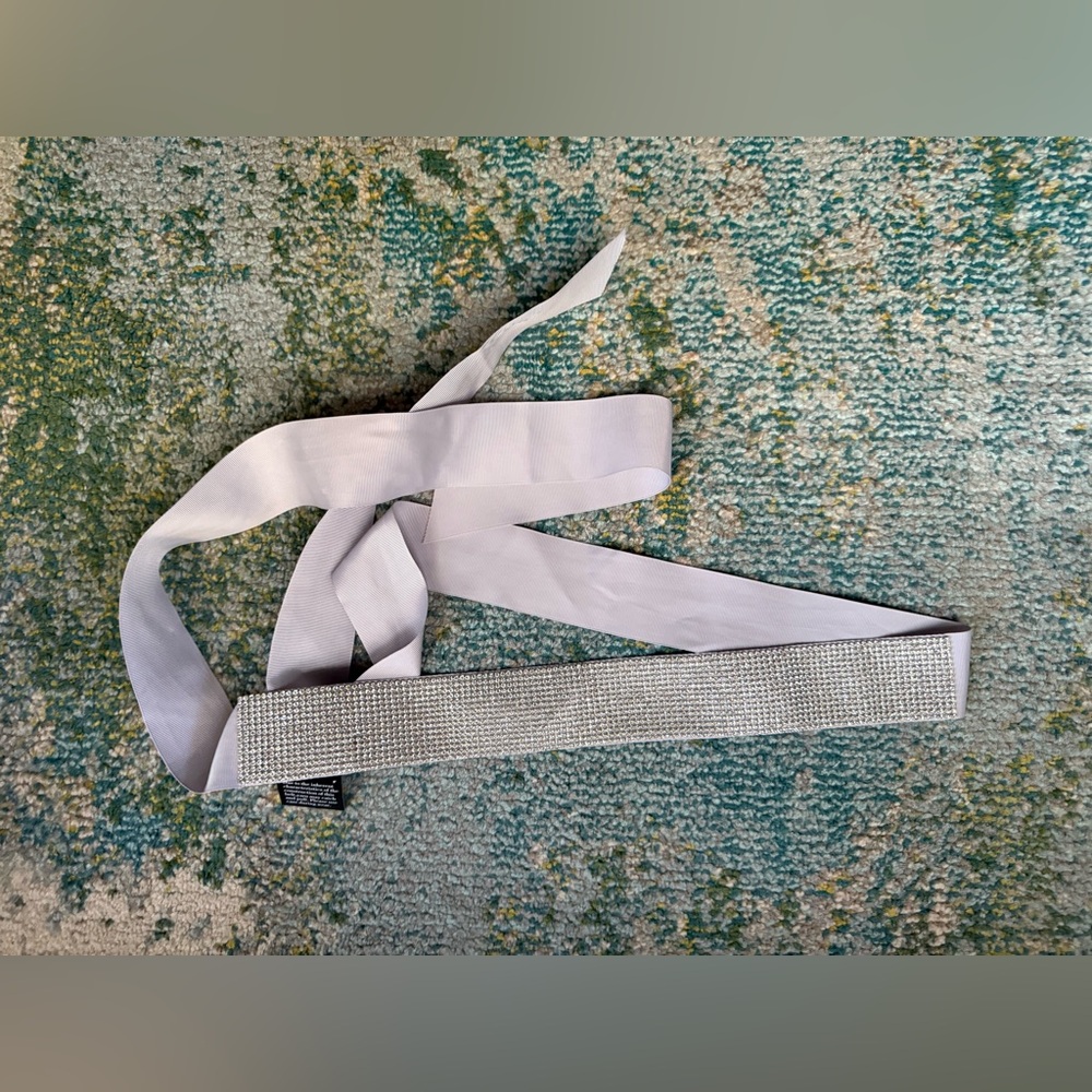 WHBM crystal plated ribbon tie belt, one size NWT